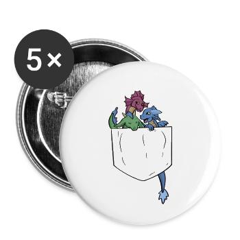 Monstres de poche - Lot de 5 petits badges (25 mm) - blanc - Devant