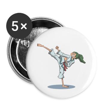 Karate foot kick over head - Buttons small 1''/25 mm (5-pack) - white - Front