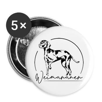 WEIMARANER chien de chasse debout chien de chasse Wilsigns - Lot de 5 petits badges (25 mm) - blanc - Devant