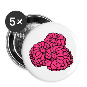 beaucoup de framboises baies délicieux - Lot de 5 petits badges (25 mm) - blanc - Devant