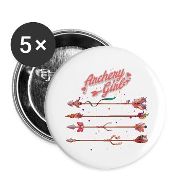 Tir à l'arc Tir à l'arc fille Arrow Plume Sport Arrow - Lot de 5 petits badges (25 mm) - blanc - Devant