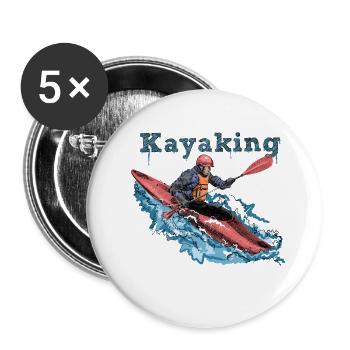 Kayak - Lot de 5 petits badges (25 mm) - blanc - Devant