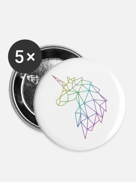 Einhorn - Buttons klein 25 mm (5er Pack) - Weiß