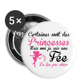 la fée pas chier - Buttons small 1''/25 mm (5-pack) - white - Front