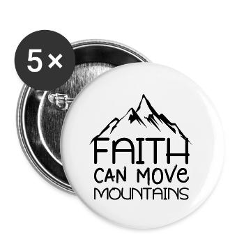 Glaube kann Berge versetzen Bibelzitate christlich - Buttons klein 25 mm (5er Pack) - Weiß - Vorne