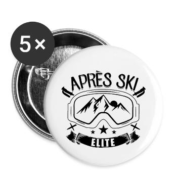Apre Ski | Snowboard Snowboarder Ski Geschenkideen - Buttons klein 25 mm (5er Pack) - Weiß - Vorne