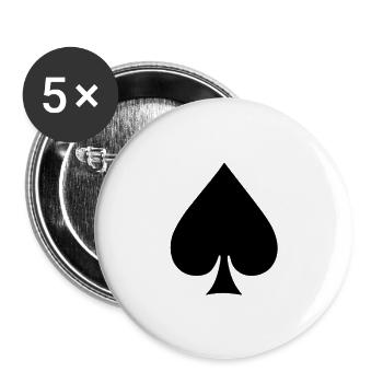 Pik Schwarz Karten Poker Mafia Symbol - Buttons klein 25 mm (5er Pack) - Weiß - Vorne