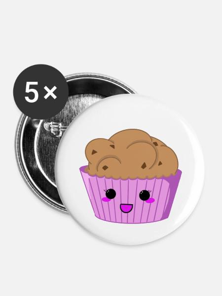 Cupcake gesicht - Buttons klein 25 mm (5er Pack) - Weiß
