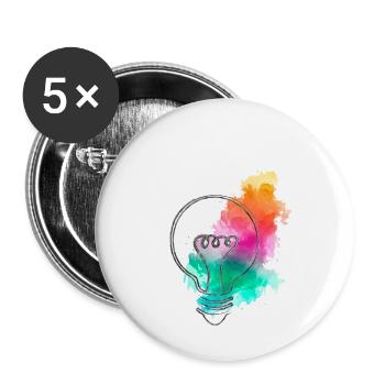 L'ampoule aux taches de couleurs - Lot de 5 petits badges (25 mm) - blanc - Devant