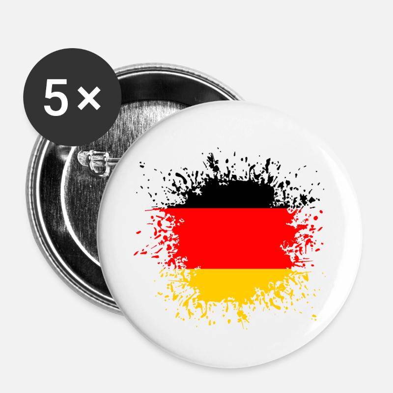 Deutschland Flagge Germany Heimat Klecks Fleck GER - Buttons klein 25 mm (5er Pack) - Weiß