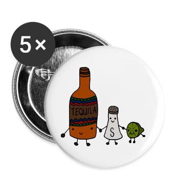 Tequila sel citron vert - Lot de 5 petits badges (25 mm) - blanc - Devant
