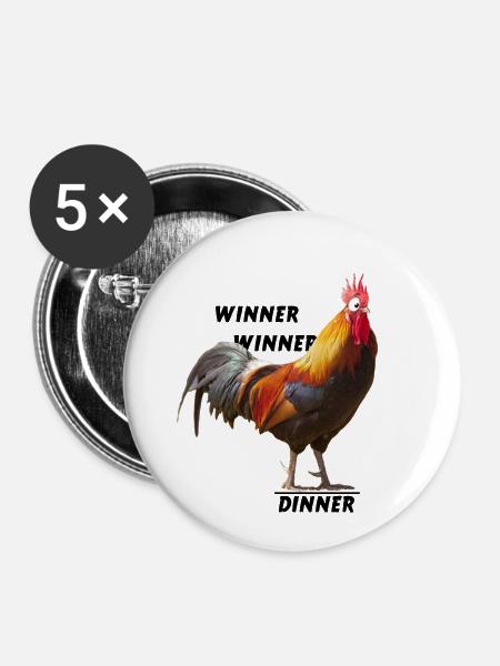 Winner Winner Chicken Dinner - Buttons klein 25 mm (5er Pack) - Weiß