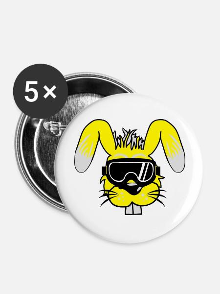 skihase - Buttons klein 25 mm (5er Pack) - Weiß