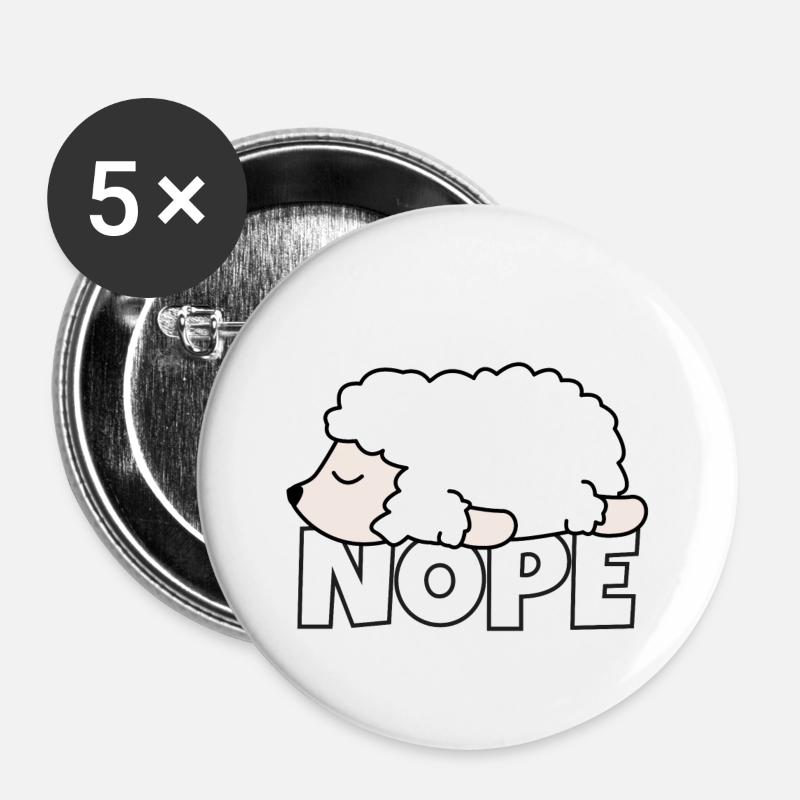 Nope Lazy sheep gift - Buttons small 1''/25 mm (5-pack) - white