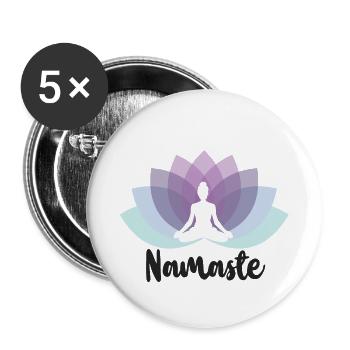 Chemise de yoga Namaste cadeau de sport préféré - Lot de 5 petits badges (25 mm) - blanc - Devant