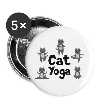 Chemise de yoga Chat Yoga Fitness Sport Gift - Lot de 5 petits badges (25 mm) - blanc - Devant