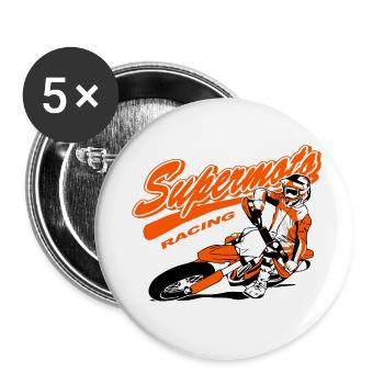 Supermoto Racing - Supermotard - Lot de 5 petits badges (25 mm) - blanc - Devant