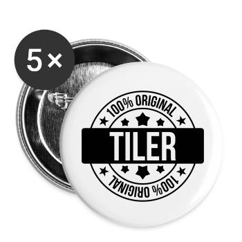carreleur / carrelage / construction / maçon - Lot de 5 petits badges (25 mm) - blanc - Devant
