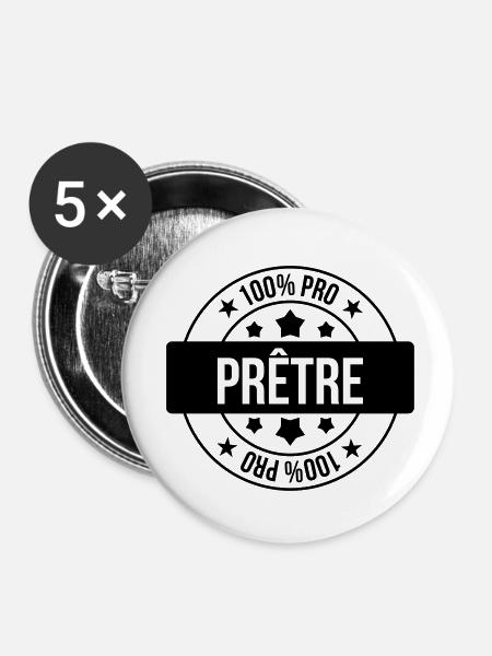 Pfarrer / Priester / Katholisch / Religion - Buttons klein 25 mm (5er Pack) - Weiß