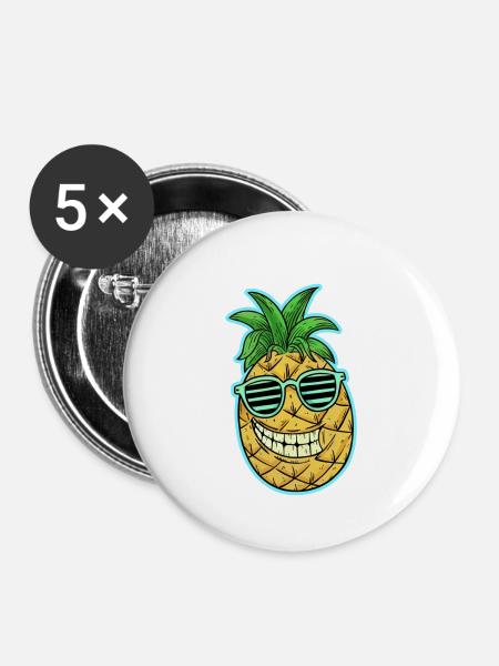 Ananas - Buttons klein 25 mm (5er Pack) - Weiß