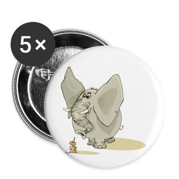Risegier Elephant a peur de la petite souris - Lot de 5 petits badges (25 mm) - blanc - Devant