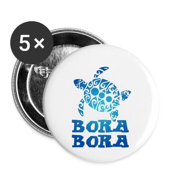 Polynésie Bora Bora Tortue Tribal Tatto - Lot de 5 petits badges (25 mm) - blanc - Devant