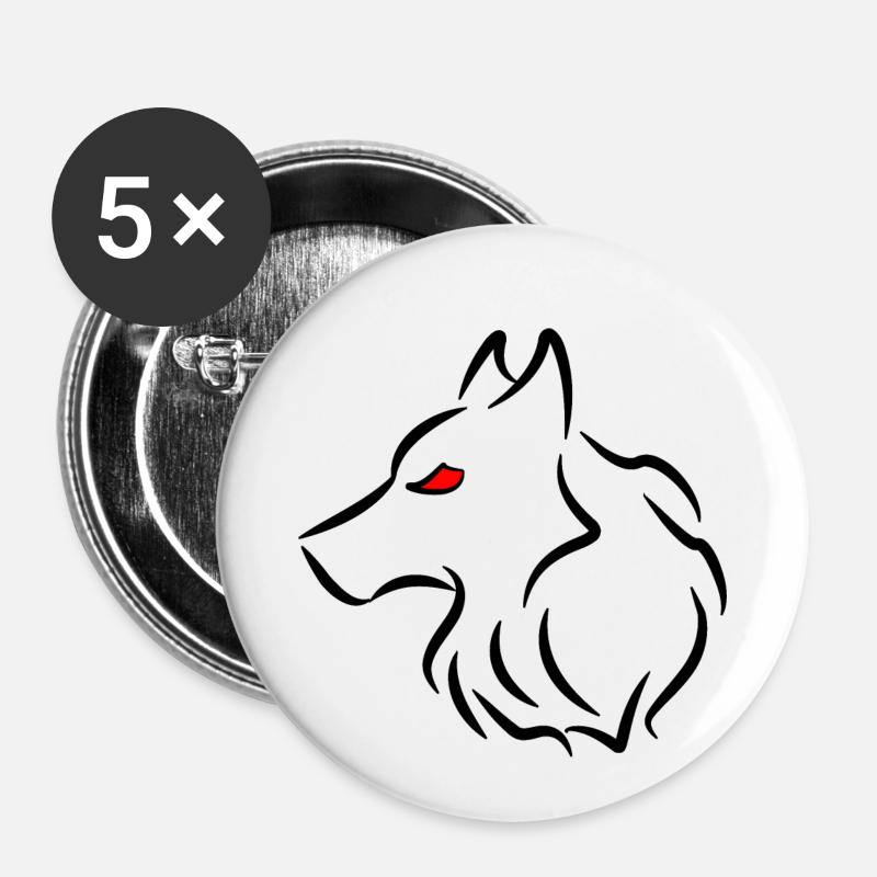The wolf - Buttons small 1''/25 mm (5-pack) - white