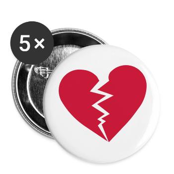 Zerbrochenes Herz - Buttons klein 25 mm (5er Pack) - Weiß - Vorne
