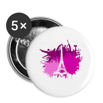 Paris Eifelturm Splash Farbfleck Geschenk - Buttons klein 25 mm (5er Pack) - Weiß - Vorne