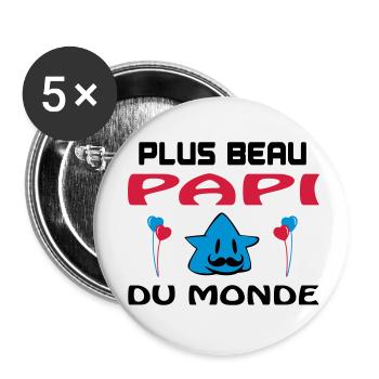 Plus beau papi du monde - Lot de 5 petits badges (25 mm) - blanc - Devant