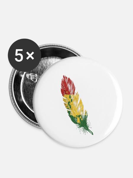 feder rasta - Buttons klein 25 mm (5er Pack) - Weiß