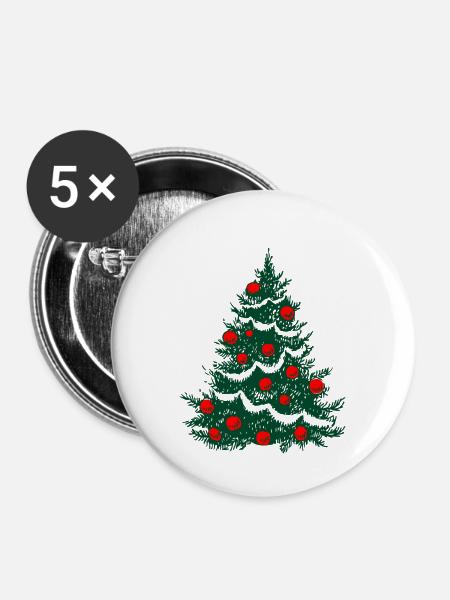 Weihnachtsbaum - Buttons klein 25 mm (5er Pack) - Weiß