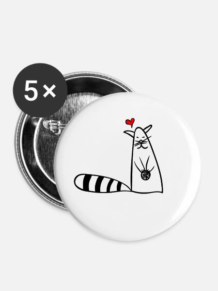 Kätzchen - Buttons klein 25 mm (5er Pack) - Weiß