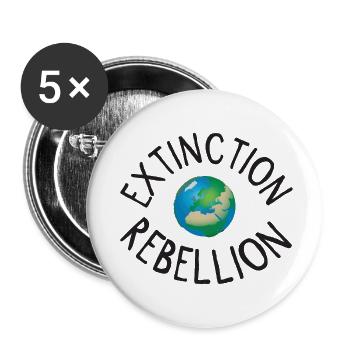 Extinction Rebellion Planet Earth black - Buttons small 1''/25 mm (5-pack) - white - Front