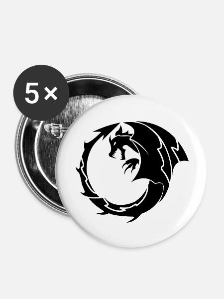 dragon_001 - Buttons klein 25 mm (5er Pack) - Weiß