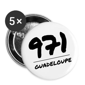Guadeloupe 971 Guadeloupéen Guadeloupéenne Gwada - Buttons small 1''/25 mm (5-pack) - white - Front