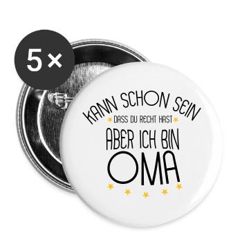 Oma - Buttons klein 25 mm (5er Pack) - Weiß - Vorne