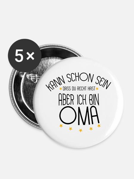 Oma - Buttons klein 25 mm (5er Pack) - Weiß