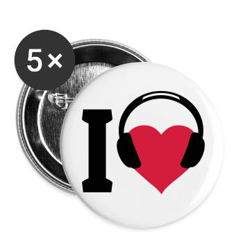 I love Music - Buttons small 1''/25 mm (5-pack) - white - Front