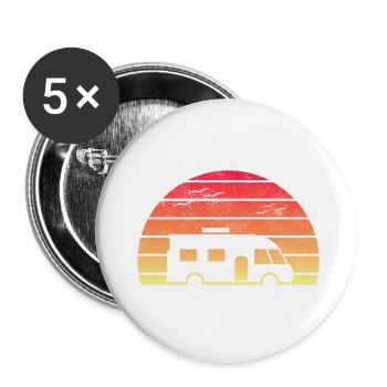 Modern Motorhome Silhouette at Sunset (Red) - Buttons small 1''/25 mm (5-pack) - white - Front