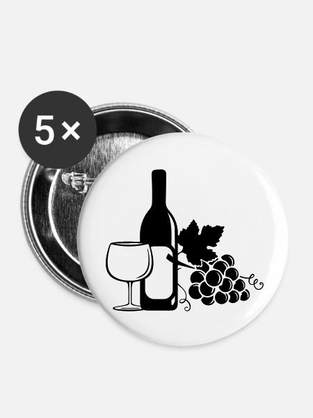 wine bottle grapes - Buttons klein 25 mm (5er Pack) - Weiß