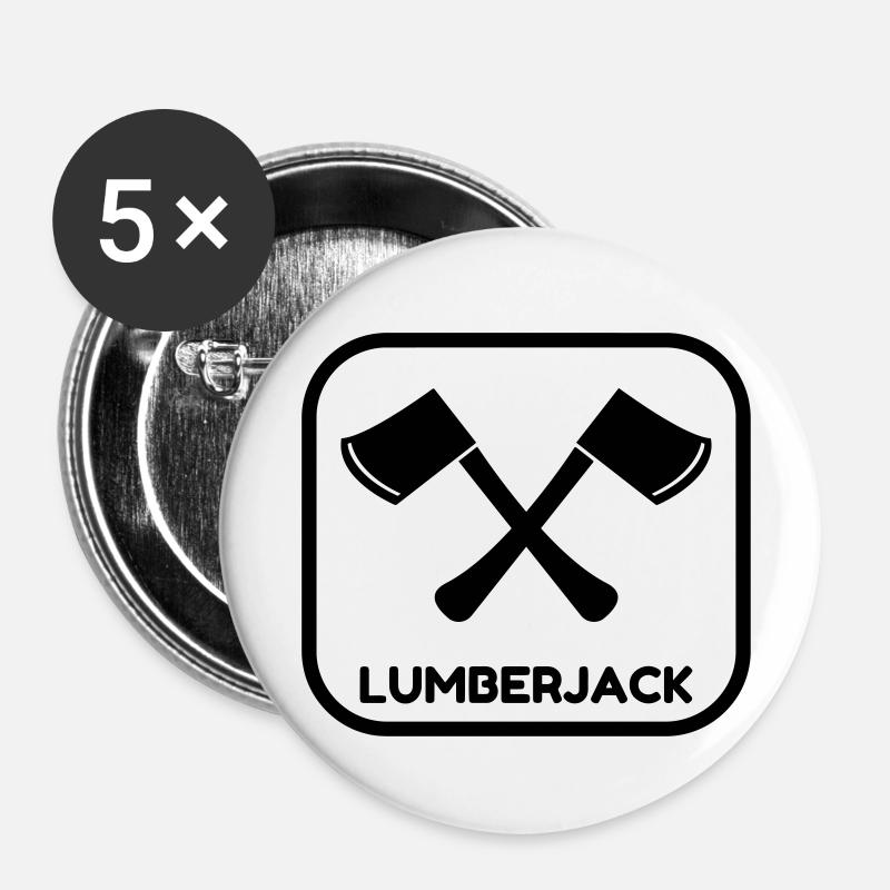 Holzfäller / Baum / Wald / Holz - Buttons klein 25 mm (5er Pack) - Weiß