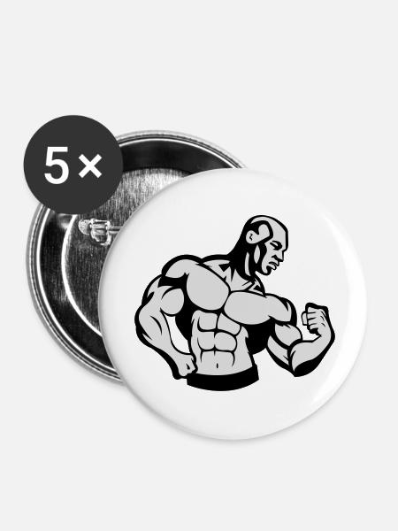 bodybuilding_02 - Buttons klein 25 mm (5er Pack) - Weiß