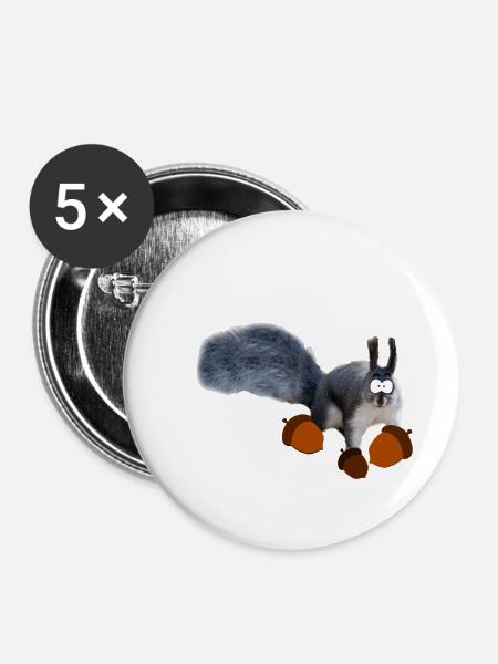 Comic Eichhörnchen - Buttons klein 25 mm (5er Pack) - Weiß