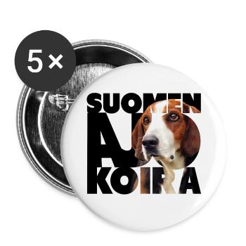 Finnish Hunting Dog II - Buttons small 1''/25 mm (5-pack) - white - Front