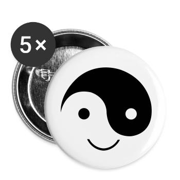 ying_yang_smiley_1 - Buttons small 1''/25 mm (5-pack) - white - Front