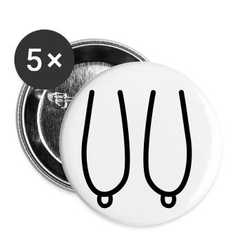 Hängende Brüste - Buttons klein 25 mm (5er Pack) - Weiß - Vorne