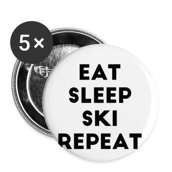 Eat sleep ski repeat Skifahren Skifahrer Spruch - Buttons klein 25 mm (5er Pack) - Weiß - Vorne