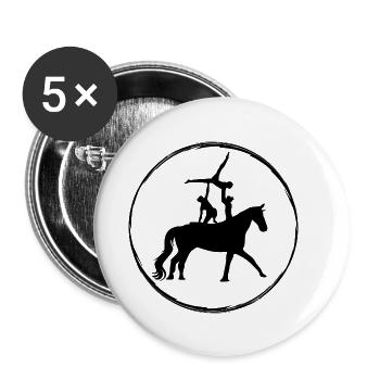 Voltigieren Pferd - Buttons klein 25 mm (5er Pack) - Weiß - Vorne