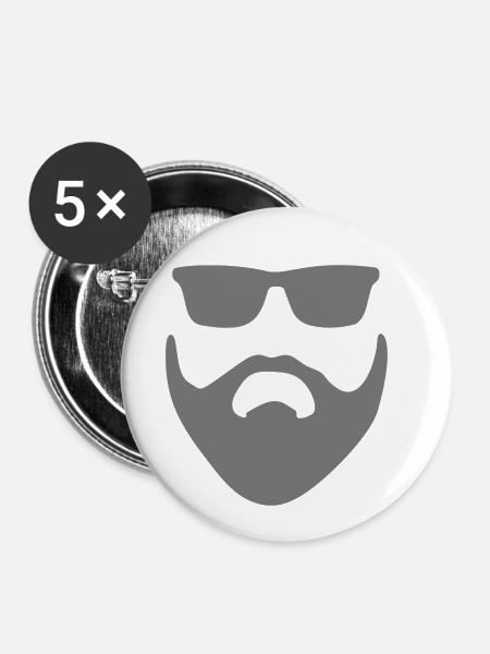 Beard Bart - Buttons klein 25 mm (5er Pack) - Weiß